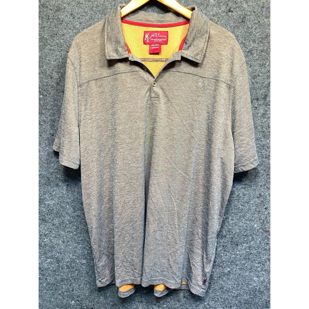 John M Browning Heritage Collection Polo Shirt Mens 2XL Brown Rust Buckmark